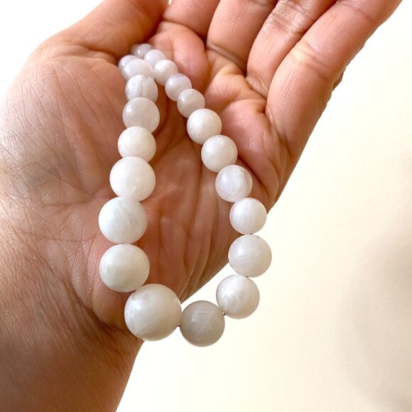 Genuine White Moonstone Graduated Bead Necklace,Classic Gemstone Beaded Necklace - Picture 14 of 17